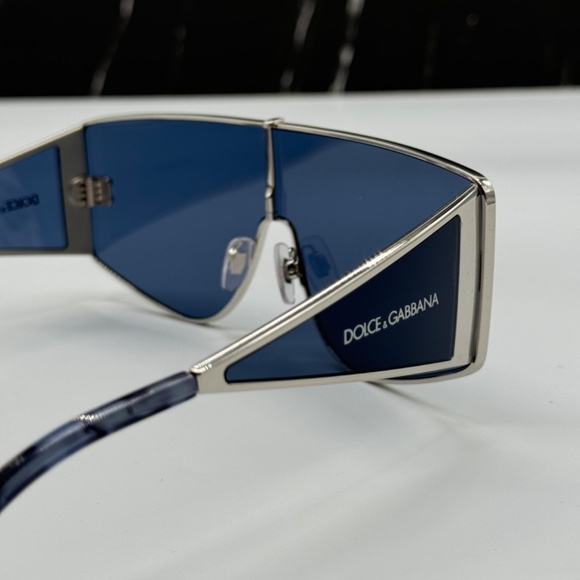 NEW DG2305 05/80 DOLCE&GABBANA SILVER BLUE OVERSIZED WOMEN SUNGLASSES - Picture 7 of 10